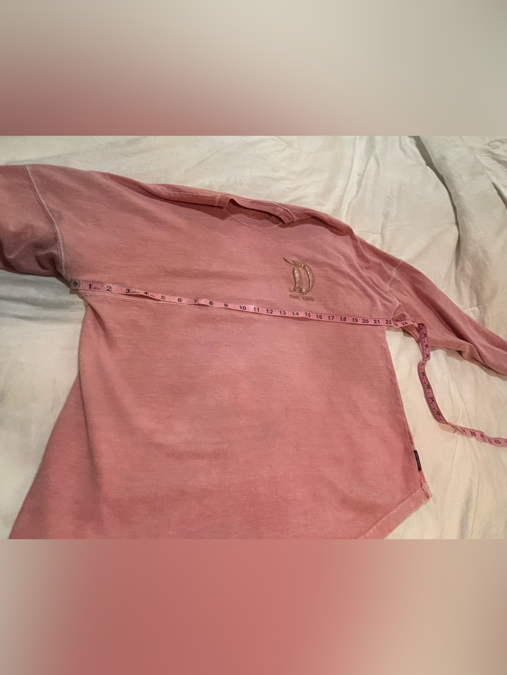 Disney Parks Spirit Jersey Pink & Gold Glitter Long Sleeve Top XS Preloved - Picture 7 of 9